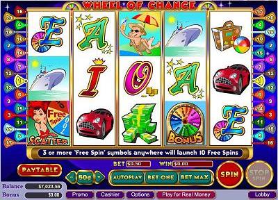 Vegas Technology brings you the Wheel of Chance, an all new 3 reel slot game that comes with a Wild symbol to help increase your chances of winning big, a jackpot of $24,000, and a Bonus Round that guarantees a win with a jackpot of $2400. 
