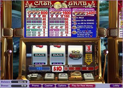 Cash Grab is a 3 reel slot game from Vegas Technology, with a Wild Card to increase your chances of winning. Cash Grab also has a bonus that gives you the opportunity you to win even more as a win in the Bonus Round is guaranteed!