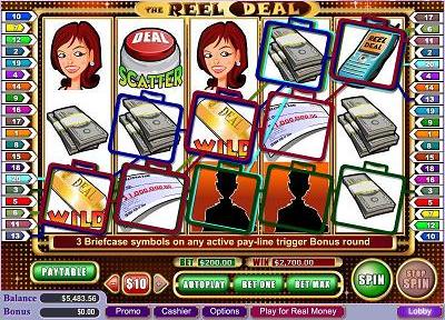 The Reel Deal is a 5 reel, 20 pay-line video slot, featuring a $100,000 jackpot and an unparalleled multi-stage $100,000 bonus game based on the popular TV game show, Deal or No Deal.