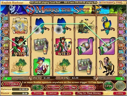 X Marks the Spot is a 5-Reel, 20 Pay-line Slot machine containing an exciting Bonus game as well as Free Spins.