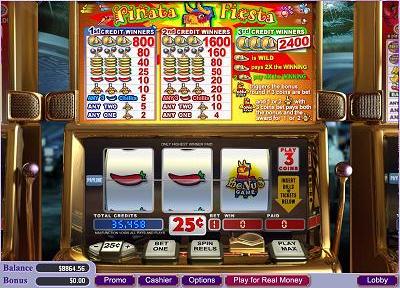 Piñata Fiesta is a traditional 3-Reel Bonus Slot and is one of the premiere games powered by the award winning Vegas Technology. Trigger the bonus game and you can win up to $2,400 by choosing your favorite prize from the piñata! 